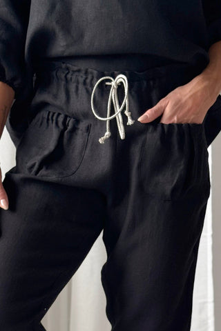 Mameluk linen capris, black