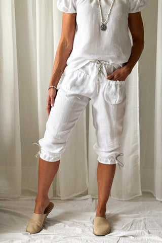 Mameluk linen capris, white