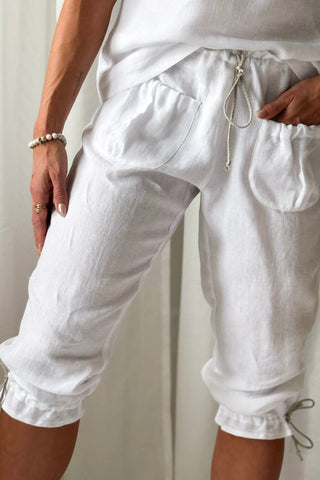 Mameluk linen capris, white