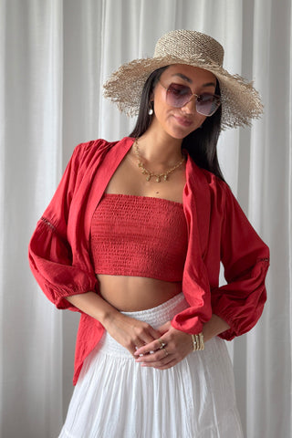 Mandy bandeau top, cranberry
