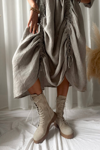 Maravilla pellavamekko, taupe