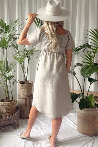 Marbella linen dress, natural