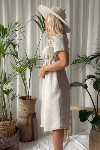 Marbella linen dress, natural