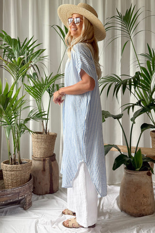 Marevia shirt dress, blue stripe