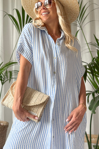 Marevia shirt dress, blue stripe