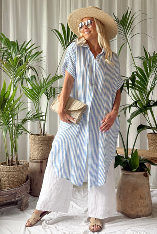 Marevia shirt dress, blue stripe