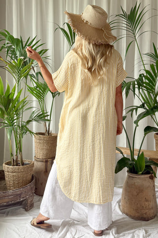 Marevia shirt dress, yellow stripe