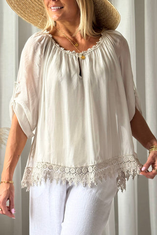 Marlana silk-viscose blouse, beige