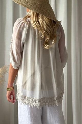 Marlana silk-viscose blouse, beige