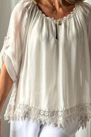 Marlana silk-viscose blouse, beige