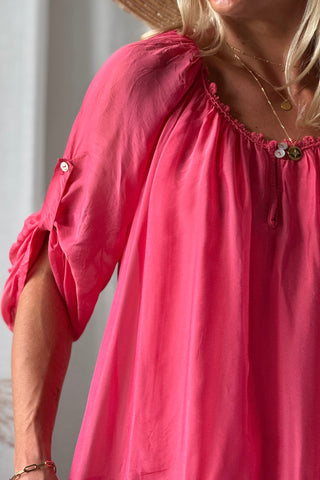 Marlana silk-viscose blouse, coral