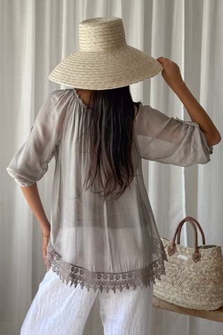 Marlana silkkiviskoosipusero, taupe