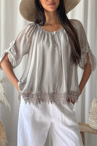 Marlana silkkiviskoosipusero, taupe