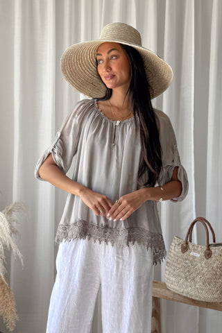 Marlana silkkiviskoosipusero, taupe