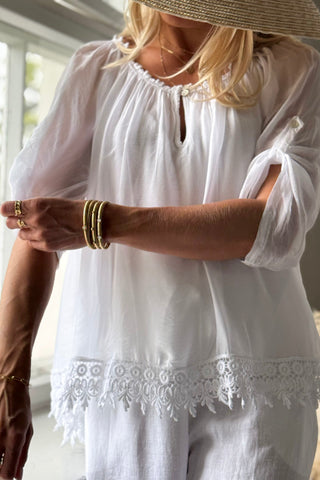 Marlana silk-viscose blouse, white