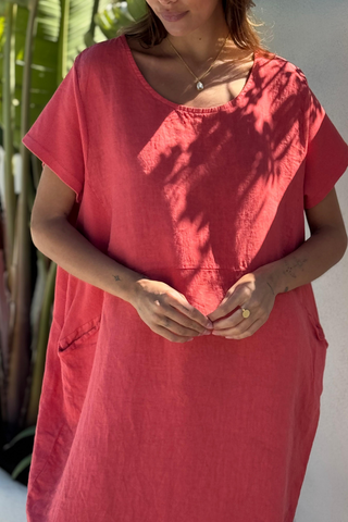 Marley linen dress, hibiscus