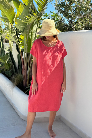 Marley linen dress, hibiscus