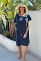 Marley linen dress, navy
