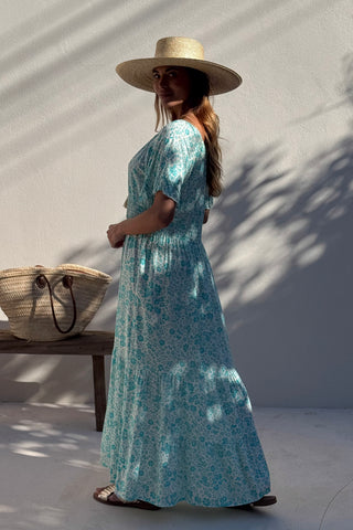 Meryl viskoosimekko, eternal garden turquoise