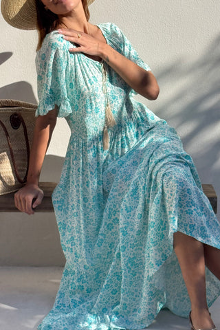 Meryl viskoosimekko, eternal garden turquoise