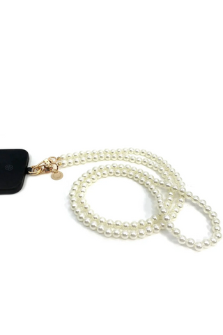Milla phone strap, pearl/gold