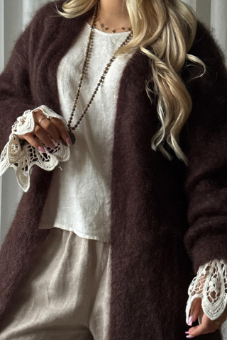Mohair love cardigan, coffee