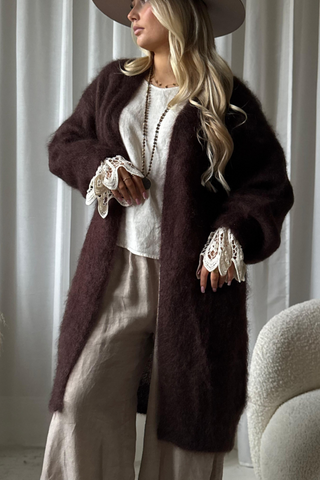 Mohair love cardigan, coffee