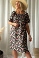 Moraira puuvillamekko midi, black cottage floral