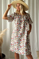 Moraira puuvillamekko midi, off white cottage floral
