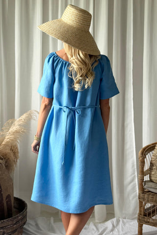Moraira pellavamekko midi, heavenly blue