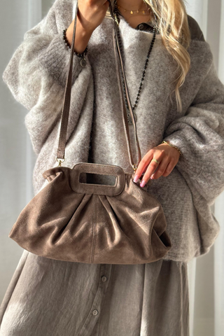 Muse suede bag, taupe