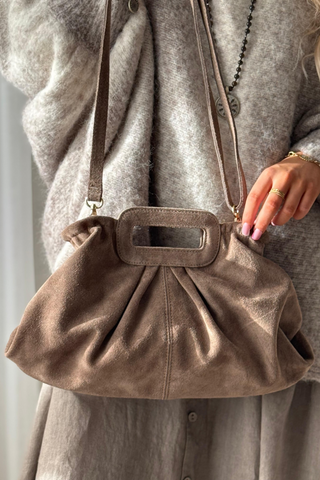 Muse suede bag, taupe