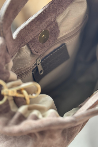 Muse suede bag, taupe