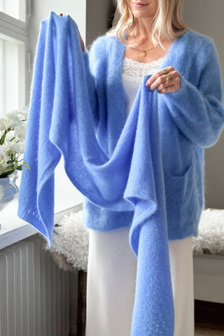 Nice mohairhuivi, heavenly blue