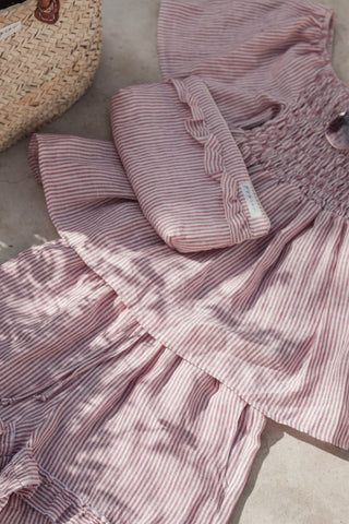Oaklyn linen shirt, pink stripe 