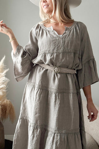 Octavia linen dress, taupe