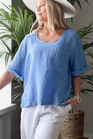 Oliva pellavapaita, heavenly blue