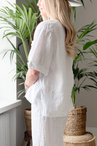 Oliva pellavapaita, valkoinen