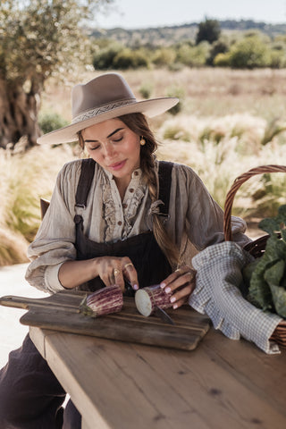 Painter linen jumpsuit, coffee