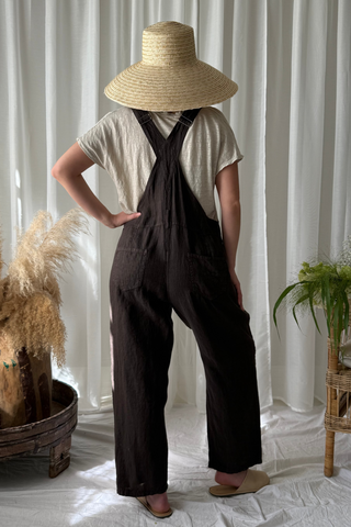 Painter linen jumpsuit, coffee