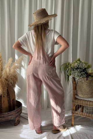 Painter linen jumpsuit, light pink