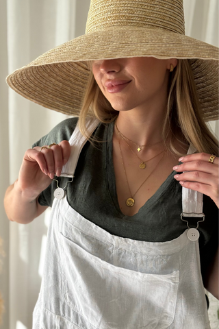 Painter linen jumpsuit, white
