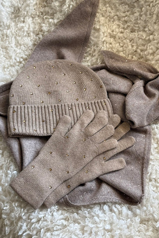 Sequin Triangle Scarf, taupe