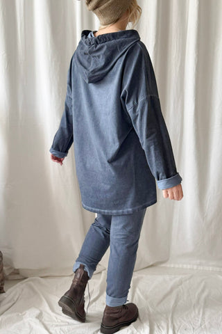 Peace and Love hoodie, denim blue