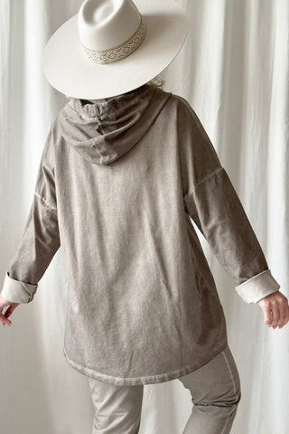 Peace and Love hoodie, taupe