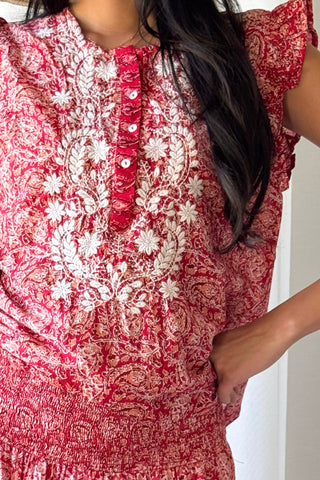 Peace and love cotton shirt, fuchsia