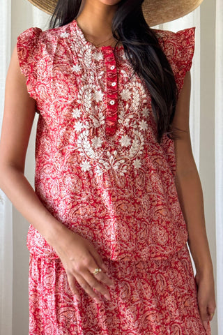 Peace and love cotton shirt, fuchsia