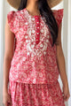 Peace and love cotton shirt, fuchsia