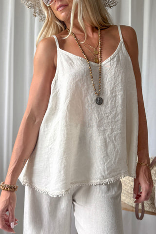 Peony linen top, vanilla