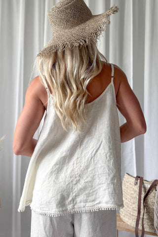 Peony linen top, vanilla